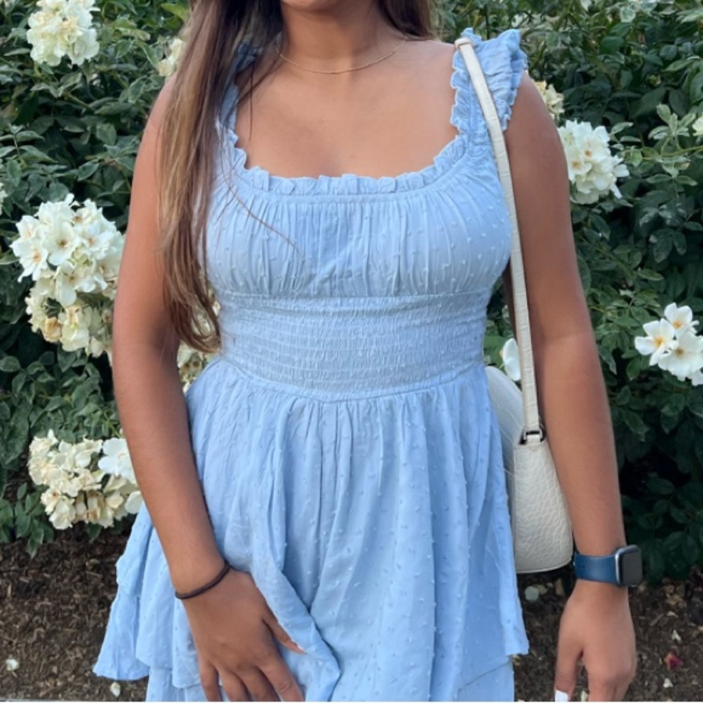 Chic Blue Ruffled Sundress